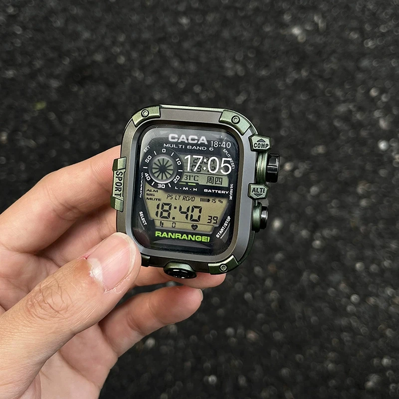 Фото Бронированный металлический корпус + ремешок для Apple Watch Ultra 10 9 8 7 6 5 4 HD Стекло Водонепроницаемый защитный чехол для iWatch 44 мм 45 мм 46 мм 49 мм №2