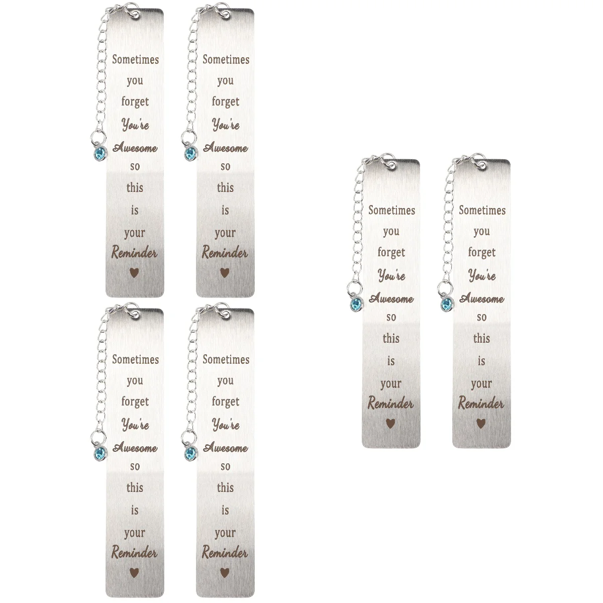 

6 pcs Gifts Metal Pendant Bookmarks Inspirational Words Bookmarks