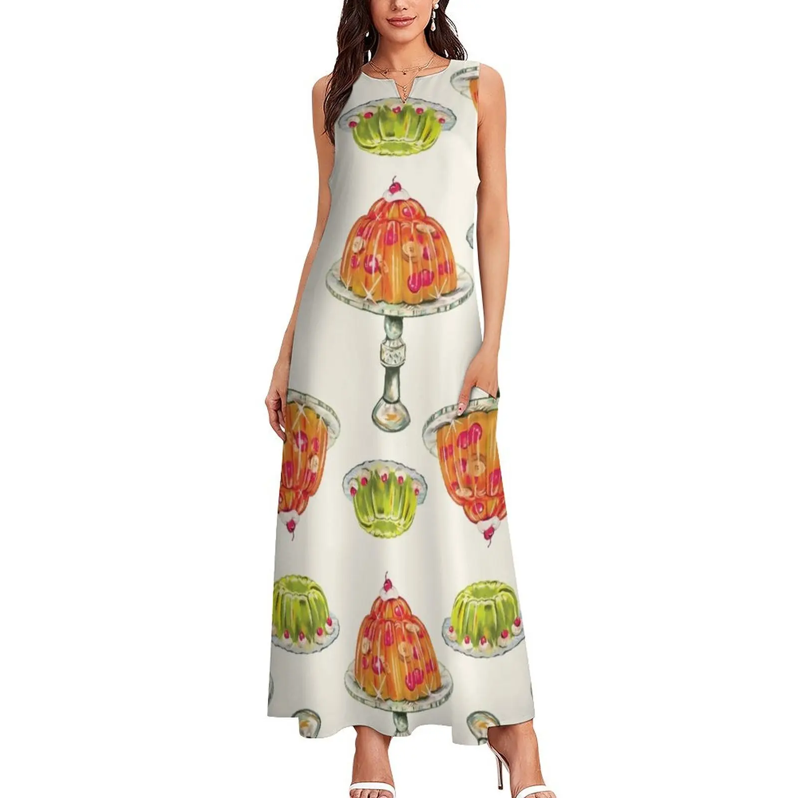 Винтажный узор вишневой и лаймовой железы. Милое ностальгическое кухонное