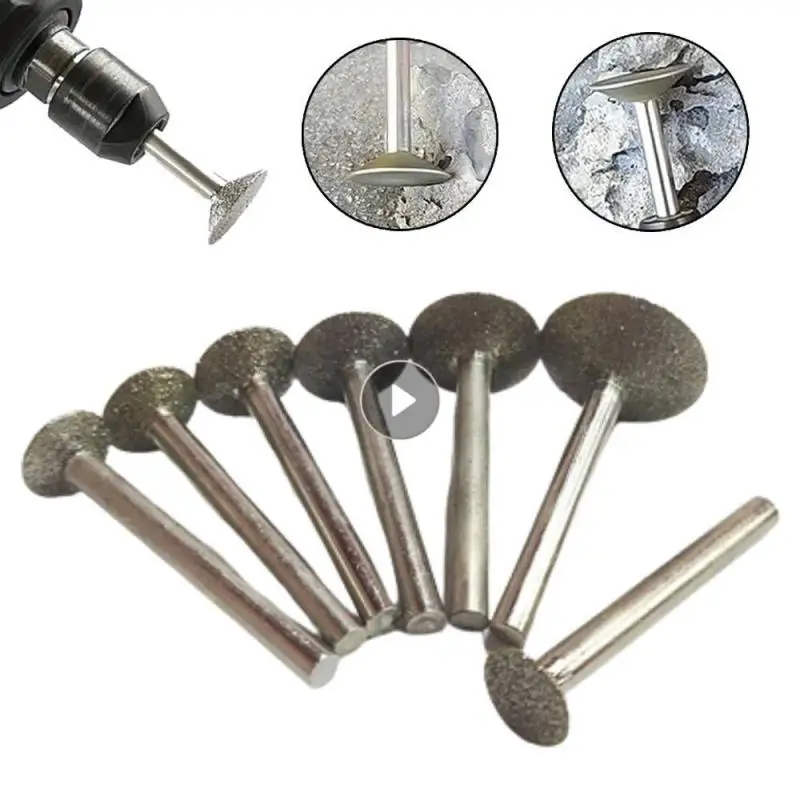 

1/2PCS Diamond Grinding Head Burrs Abrasive Polishing Jade Stone Carving Shank Nail Bit Jade Stone Metal Cutting Carving Drill