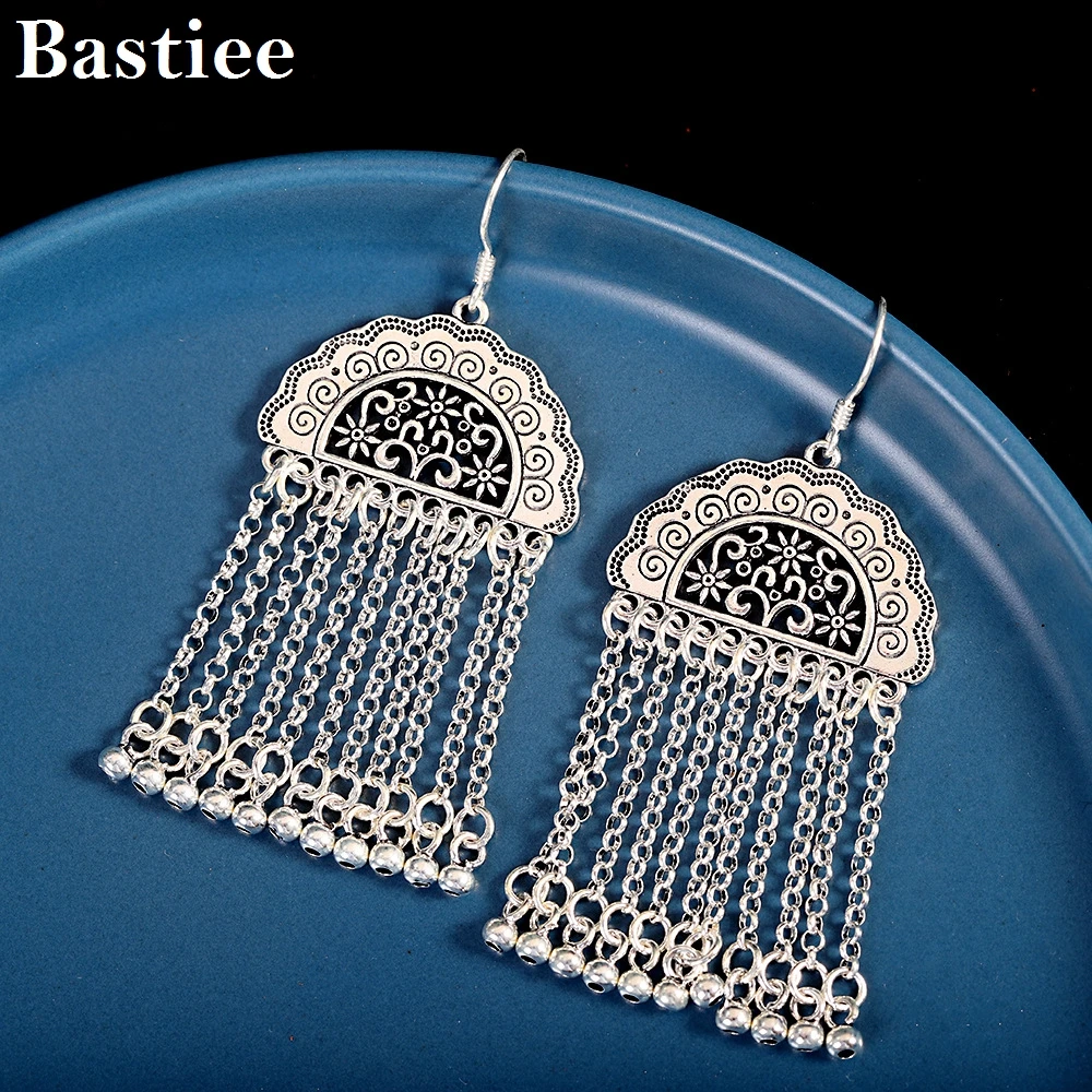 

Bastiee Silver 925 Earrings for Women Chinese Ethnic Style Handmade Long Tassels Pendientes сережки женские