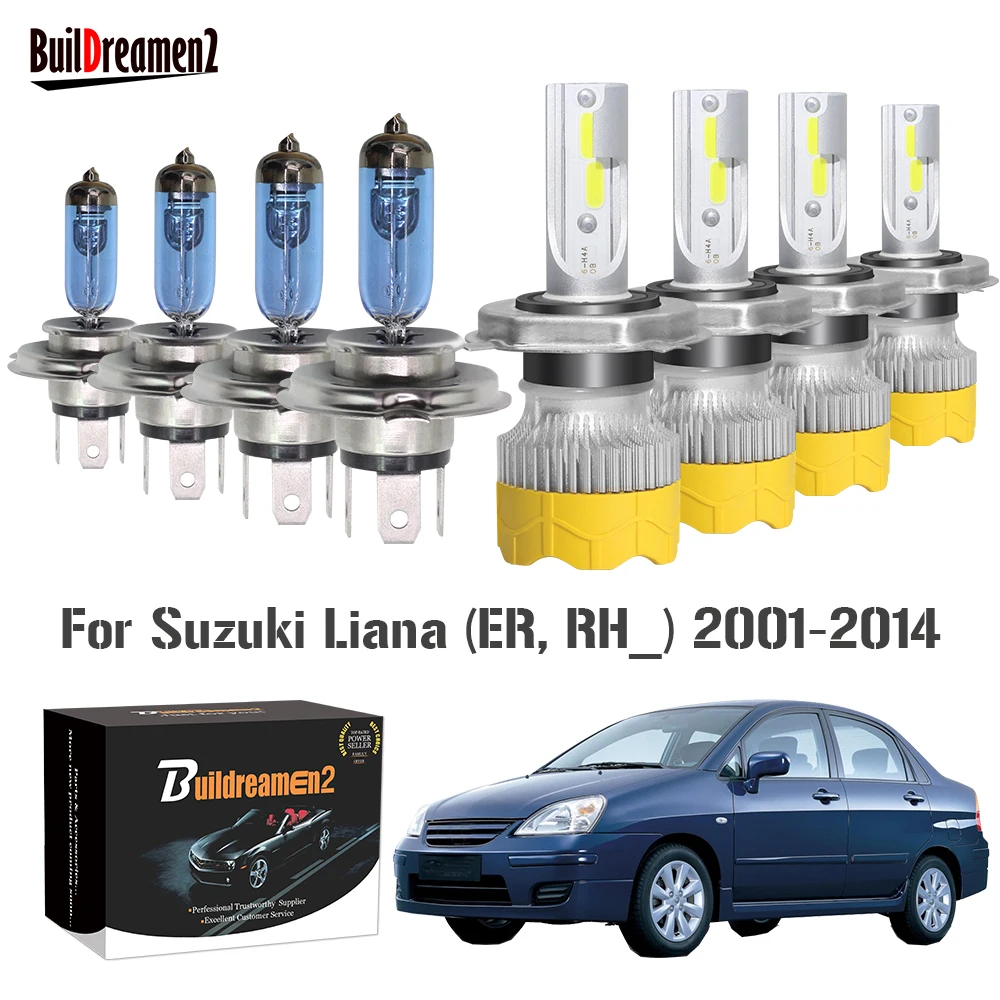 

4 X Headlight Hi/Lo Beam Car Front LED Halogen Headlamp Bulb High Low Beam For Suzuki Liana Sedan Hatchback (ER, RH_) 2001-2014