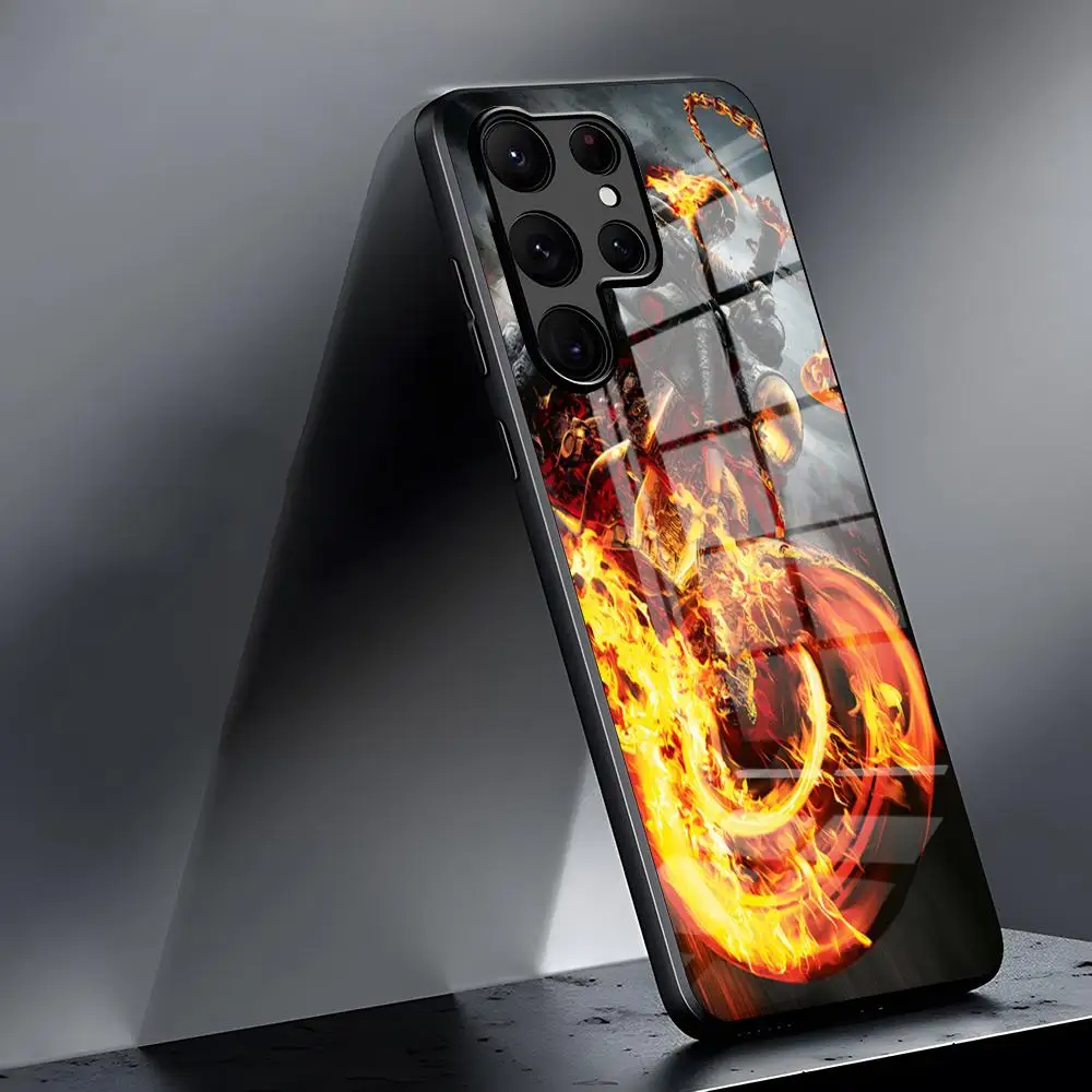 Чехол для телефона Ghost Riders Samsung S20 S24 S23 S22 S21 A53 A54 A24 Note 20 Ultra Plus стеклянный чехол