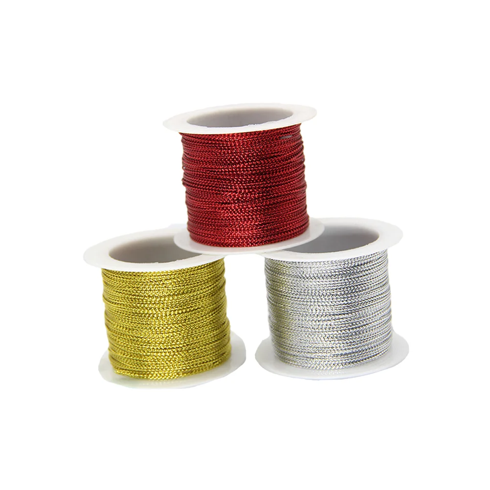 

Metallic Cord String Rope Tinsel Craft Embroidery Thread Ribbon Tag Stretch Beading Cords Elastic Line Wrapping Polyester