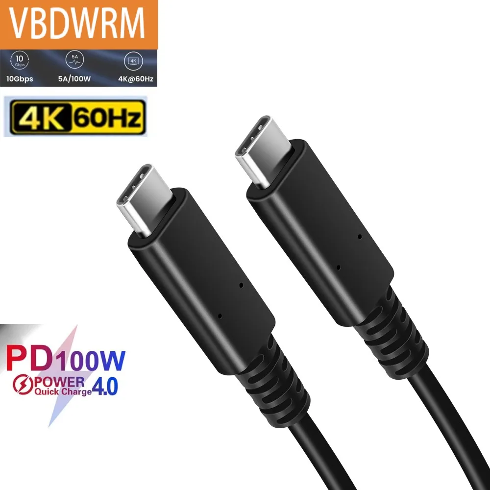 

USB C to USB C Video Cable 4K Monitor Fast Charging Data Transfer Power Cable PD 100W for Samsung T5 T7 Macs