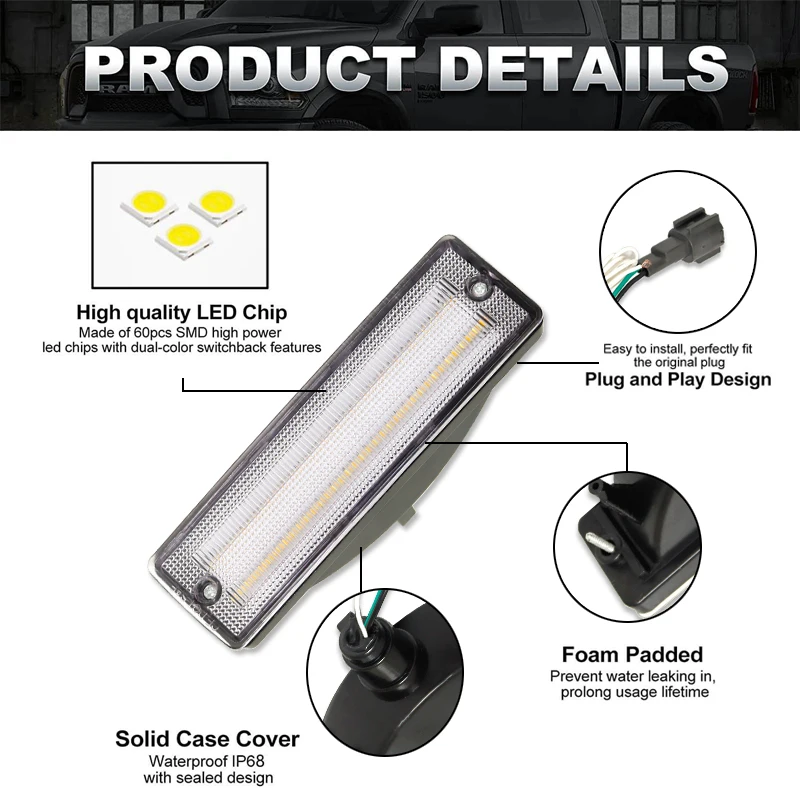 2 шт. автомобильный бампер сигнал поворота замена светодиодный светильник