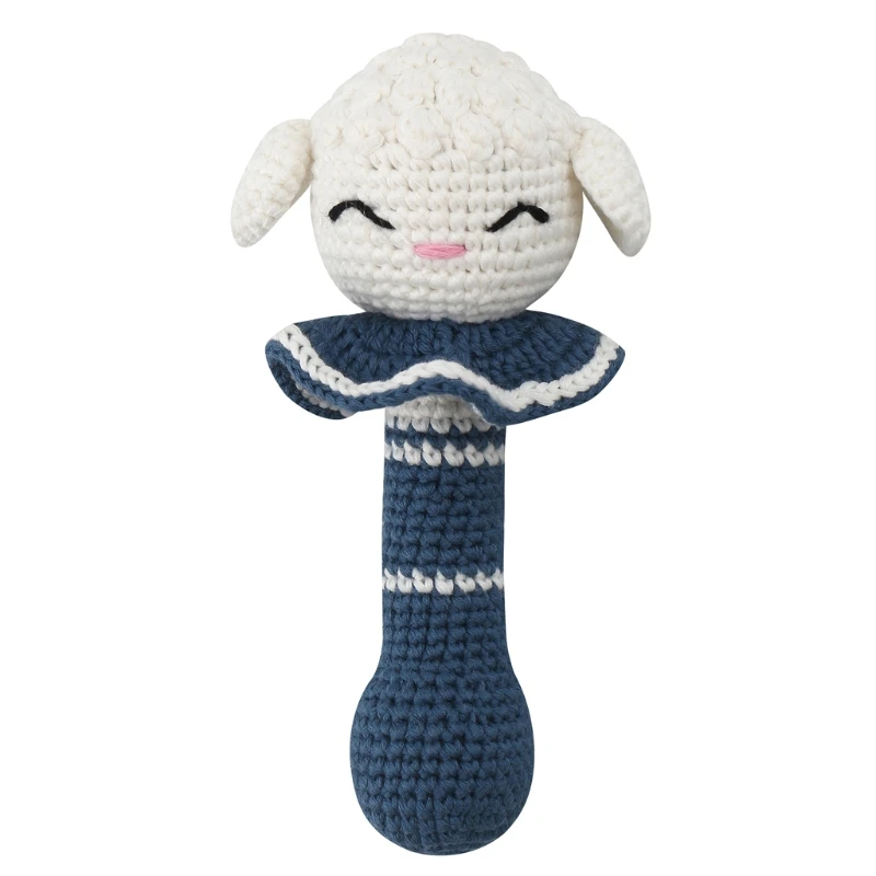 

DIY Crochet Rabbit Animal Rattle Baby Wooden Teether Ring Infant Teething Nursing Soother Bunny Rattle Educational Montessori To