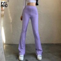 candy colors flare skinny pants women long summer high waist stretch pants street sports trousers sexy buttocks sweatpants lady