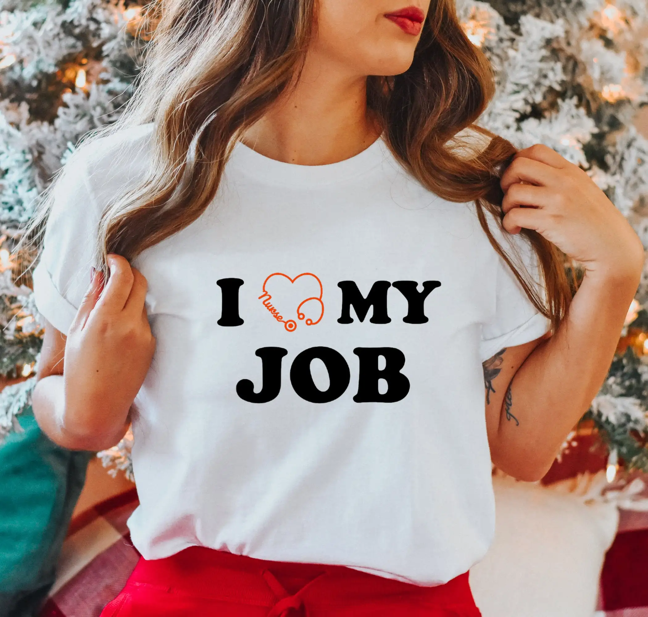 Футболка медсестры на День Св. Валентина я люблю свою работу быть