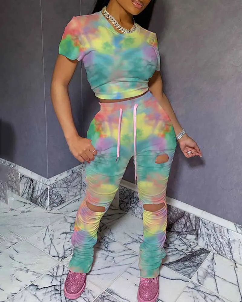 

Women's wear Spring/Summer 2023 Women's wear printed hole casual sports suit strap