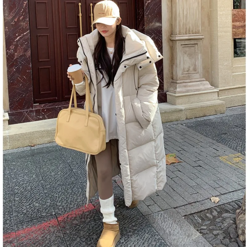 Johnature Winter New Hooded White Duck Down Long Warm Jacket 2024 Xin Korean Loose Thicken Women Coats
