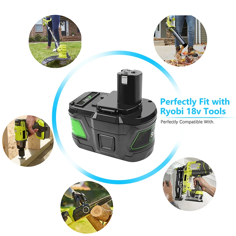 Сменный аккумулятор Powtree P108 для Ryobi 18-вольтовый один + литий-ионный 9 0 Ач большой