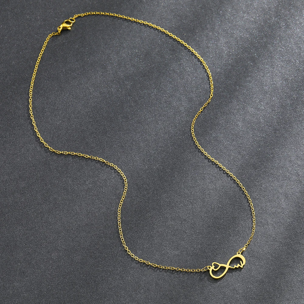 Ожерелья из нержавеющей стали изящный символ бесконечности сердце чокер лучшие