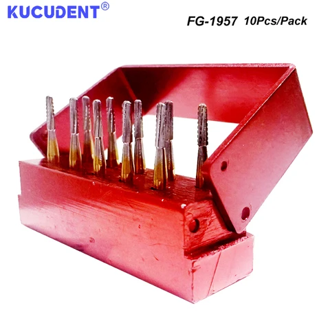 10 шт. Стоматологический твердосплавный бор Высокоскоростная вольфрамовая сталь Коронка Режущие боры Боры для высокоскоростного наконечника FG-1957 / 1958 Стоматологические инструменты