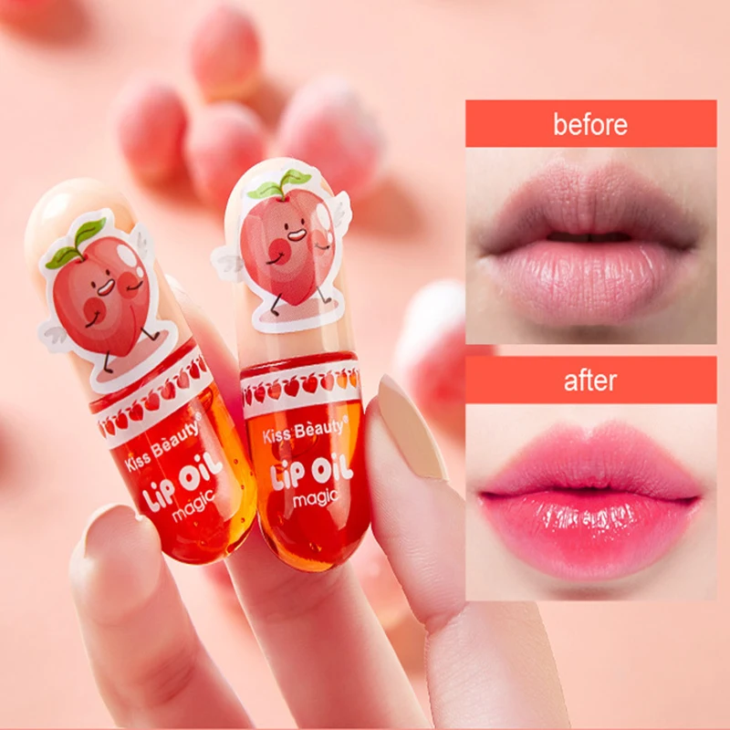 

1pcs Temperature Color Changing Lip Gloss Moisturizing Hydrating Wet Peach Liquid Lipstick Mini Cute Makeup Lipgloss Cosmetics