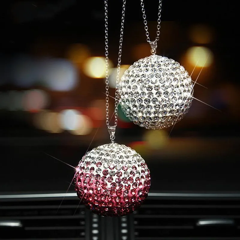 

Car spherical pendant Car rearview mirror ornament Car interior diamond ornament Creative jewelry gift 3.5cm