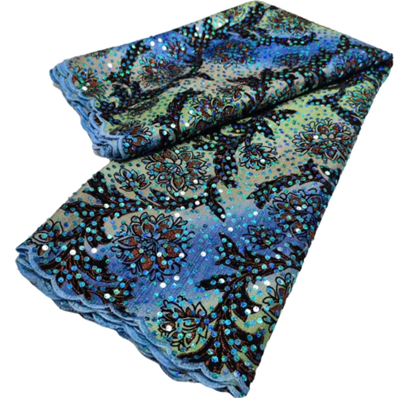 2022 зеленая новейшая дешевая вышивка французская Тюлевая кружевная ткань с