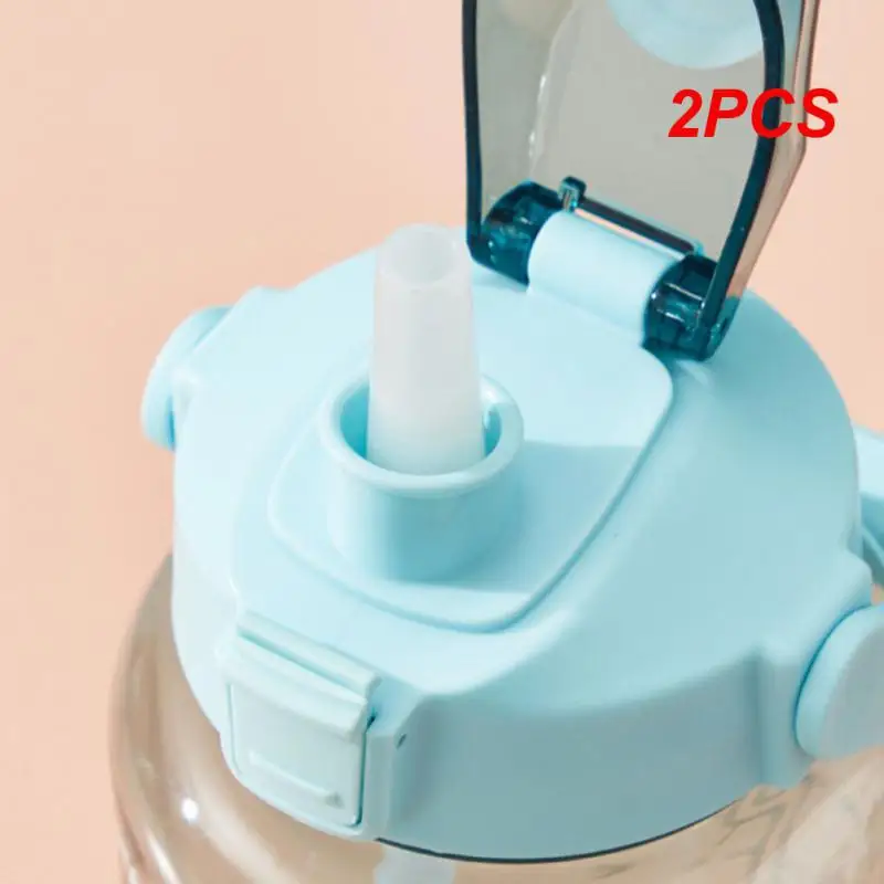 

2PCS Liter Water Bottle With Straw Female Jug Girls Portable Travel Bottles Fitness Bike Cup Summer Cold Water Jug With Time