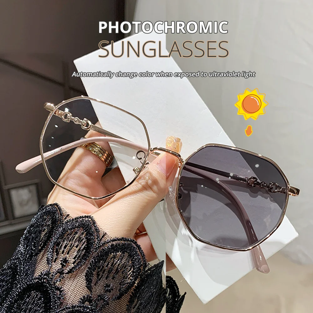 Фотохромные солнцезащитные очки для близорукости женские коричневые серые UV400