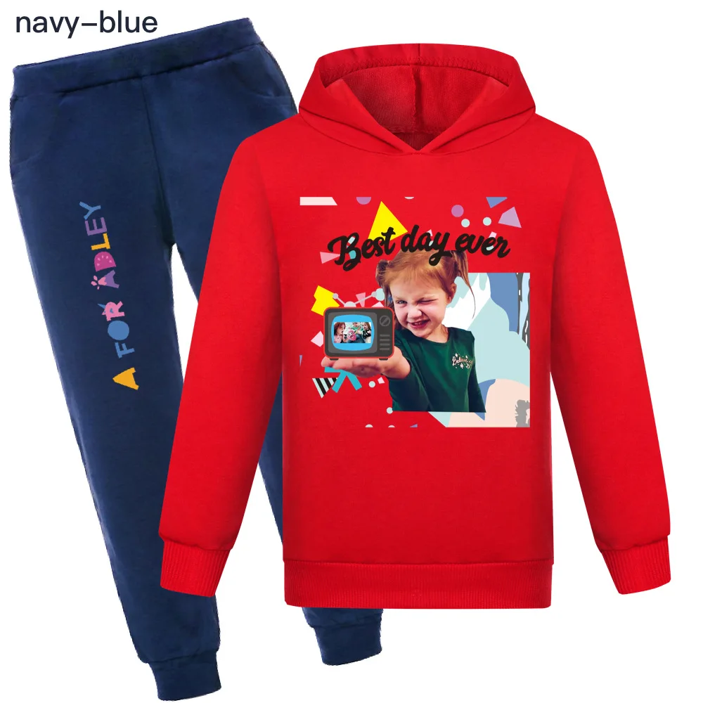 A for Adley Kids Spring Autumn Hoodie Sweater+Trousers 2pcs Suit Cartoon Clothes Baby Girls Clothing Sets Boys Sportsuits 2-16Y