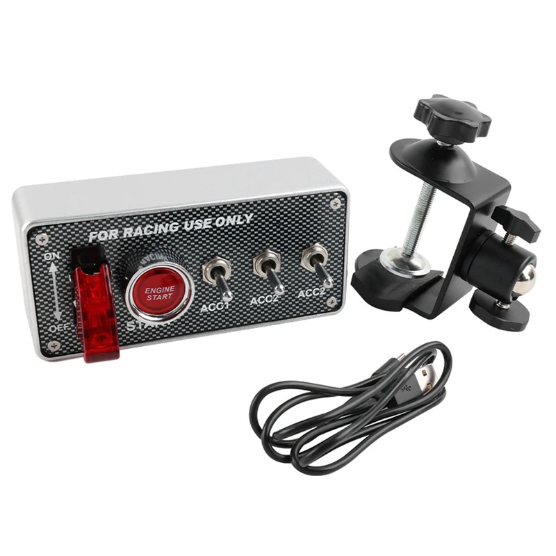 USB 12V Ignition Switch Panel Push Buttons LED Toggle Carbon Foramerican Simracing Games