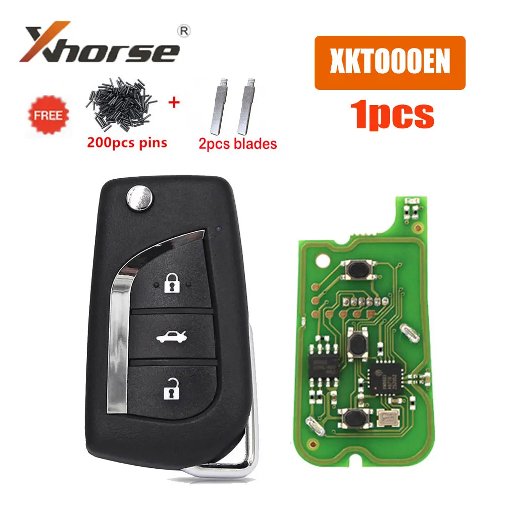 

1PCS Xhorse XKTO00EN Car Remote Key X008 3 Buttons Univeral Wire Remote Key for Toyota for VVDI Mini Key Tool with Key Baldes
