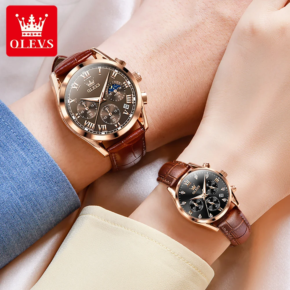 OLEVS Couple Watches Luminous Calendar Date Luxury Quartz Clock Waterproof Fashion Diamond Men Women Watch Relogio Masculino