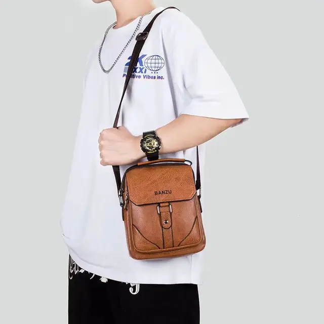 2022 New Men's Crossbody Business Leisure Shoulder Leather Bag Messenger Bags Mobile Phones Ipad Wallet 4