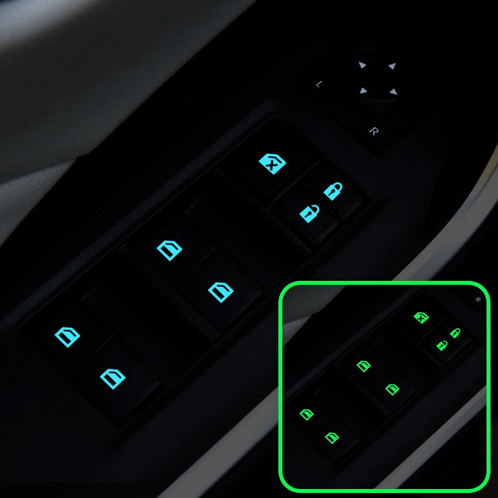 

Car Door Windows Control Panel Luminous Button Sticker for peugeot 206 207 307 308 407 508 for Mitsubishi asx lancer outlander