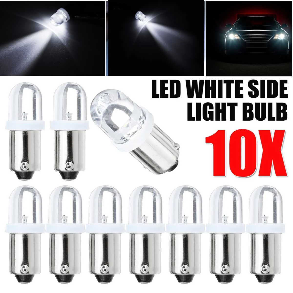 

10PCS Super Bright 12V Car Led Light LED Light Bulbs BA9S T4W Car License Plate Light Reading Lamp White