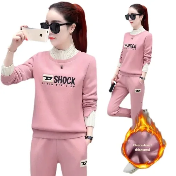 Осень/зима 2023 новый стиль большие размеры женский утолщенный свитшот на флисовой