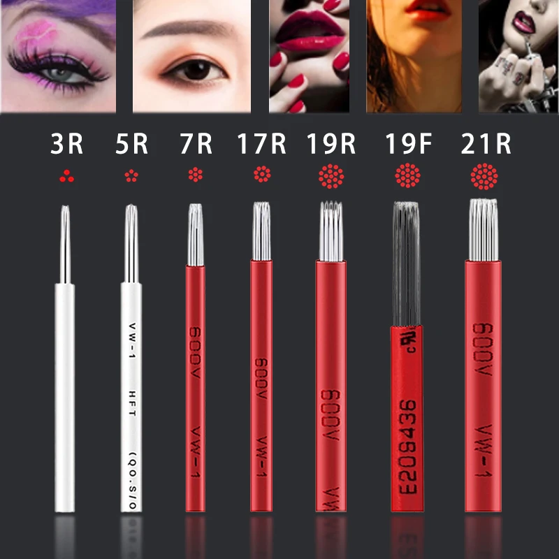 

50pcs Red Round Needles Microblading Needles Fog Eyeborw Permanent Makeup Blade Shading Fog Eyebrow for Manual Pen
