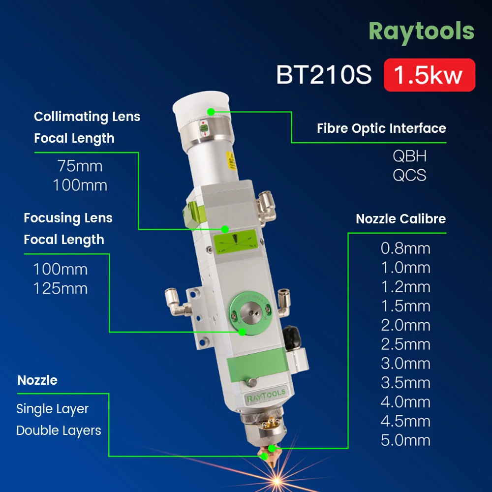 Raytools BT210S Режущая головка для волоконного лазера CL100 FL125 F150 1500 Вт Empower с ручной