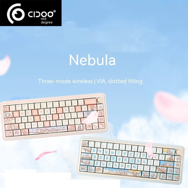 

Новая Механическая клавиатура Cidoo Nebula 66-клавишная с тремя модулями, индивидуальный комплект 65 с беспроводным женским блоком, офисный программируемый