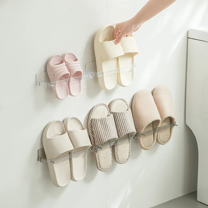 

3296 Wall-mounted Bathroom Slipper Organizer Storage Rack Save Space Slippers Rack for Bathroom Accessories