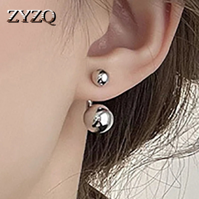 

ZYZQ новые трендовые креативные металлические блестящие серьги-гвоздики с шариком для женщин Простые геометрические Высококлассные серьги из сплава изысканные подарочные ювелирные изделия