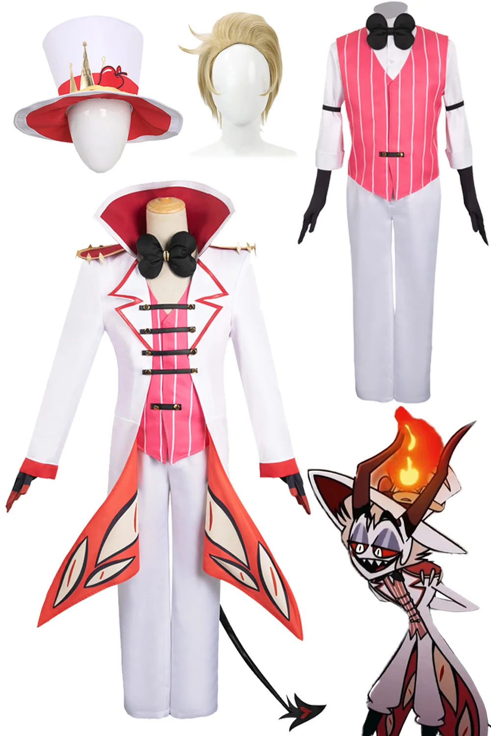 Люцифер Косплей Шляпа Парики Битва Хэллоуин Костюмы Аниме Мультфильм Отель