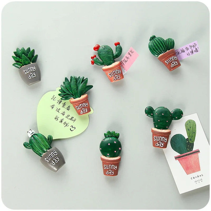 

Kawaii Cactus Magnetic Stickers for Blackboard Cute 3D Artificial Plants Fridge Magnets Kawaii Plants Blackboard Stickers Decor