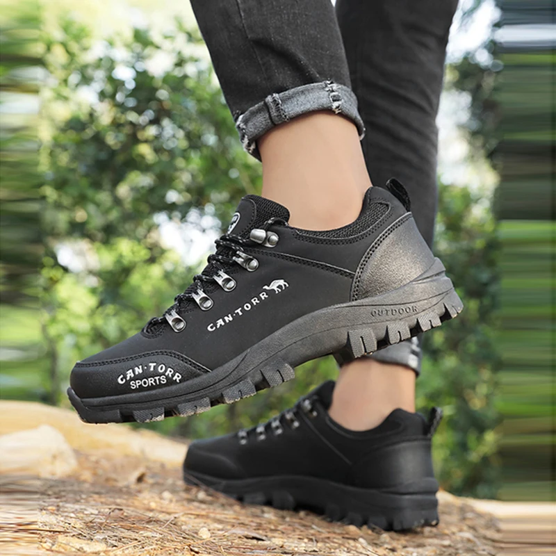 R. Xjian New Men's Lace Up  Hiking Shoes Are Warm Breathable Anti-Skid  Wear-Resistant Casual Outdoor Sneakers