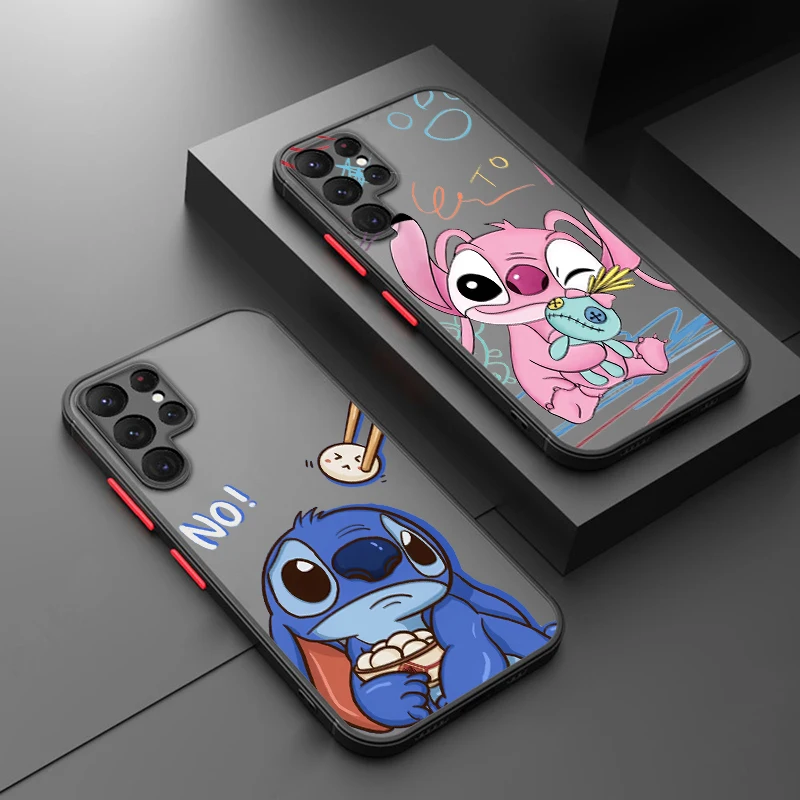 

Cartoon Stitch For Samsung Galaxy S23 S22 S21 S20 S10 Note 20 10 FE Plus Ultra Lite Frosted Translucent Phone Case Phone Case