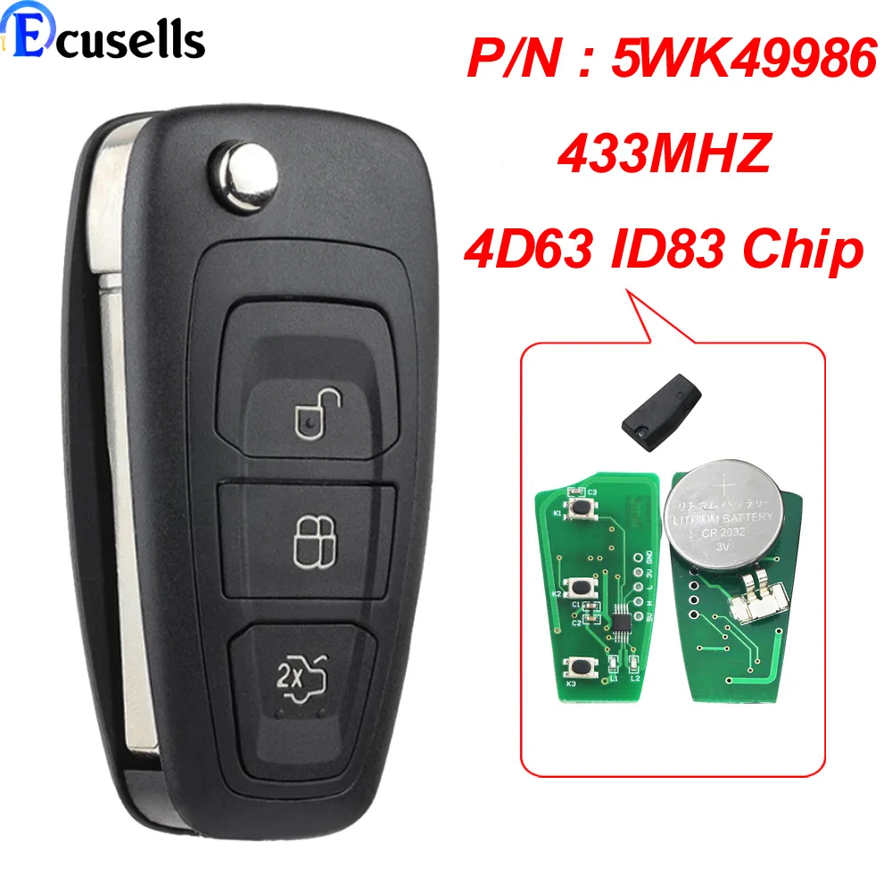 Дистанционный ключ MK3 и T6 Ranger 433 МГц с чипом 4D63 ID83 для Ford C-Max S-Max Focus Grand Mondeo 2010-2014 HU101