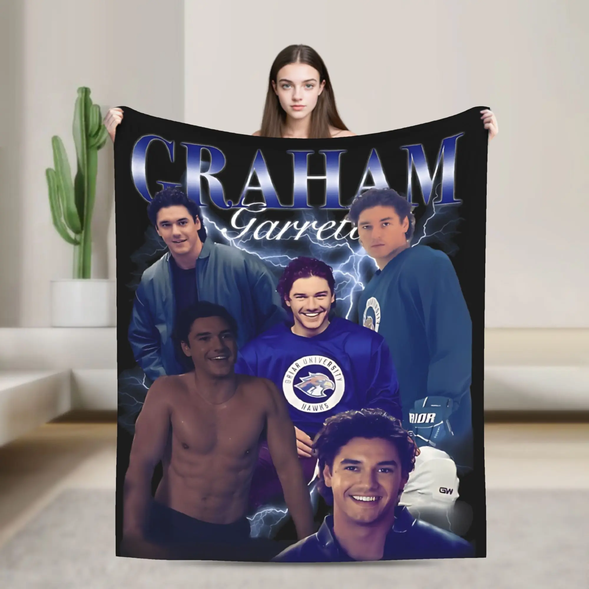 Фото Вязаное флисовое одеяло Off Campus Garrett Graham, супермягкий плед для кровати, покрывало №2