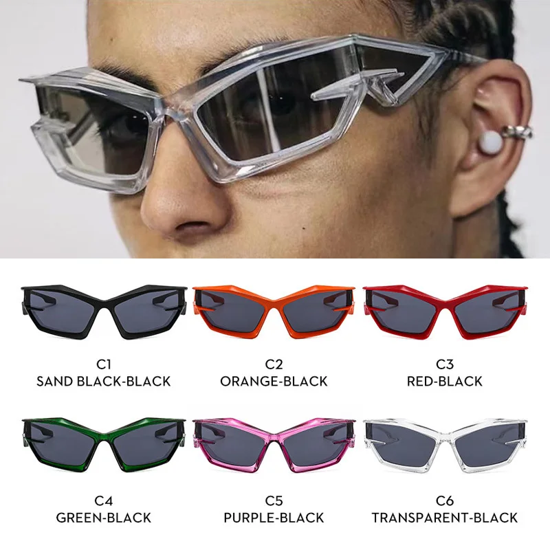 

Солнцезащитные очки Y2K для мужчин и женщин, уникальные специальные модные брендовые очки-авиаторы неправильной формы, квадратные, в стиле х...