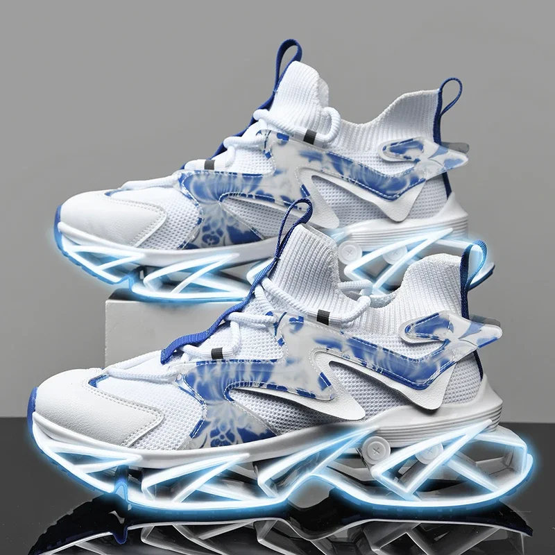 Мужские модные цветные кроссовки в китайском стиле со шнуровкой и лезвиями