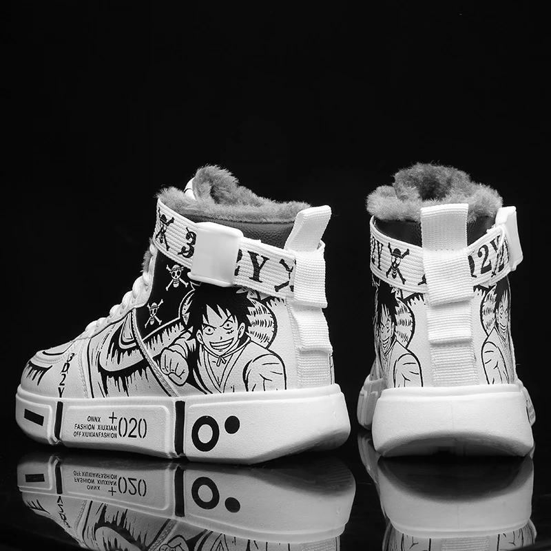 

Кроссовки мужские/женские плюшевые, повседневная обувь с высоким верхом, Вулканизированная подошва, Токио, для косплея, зимние