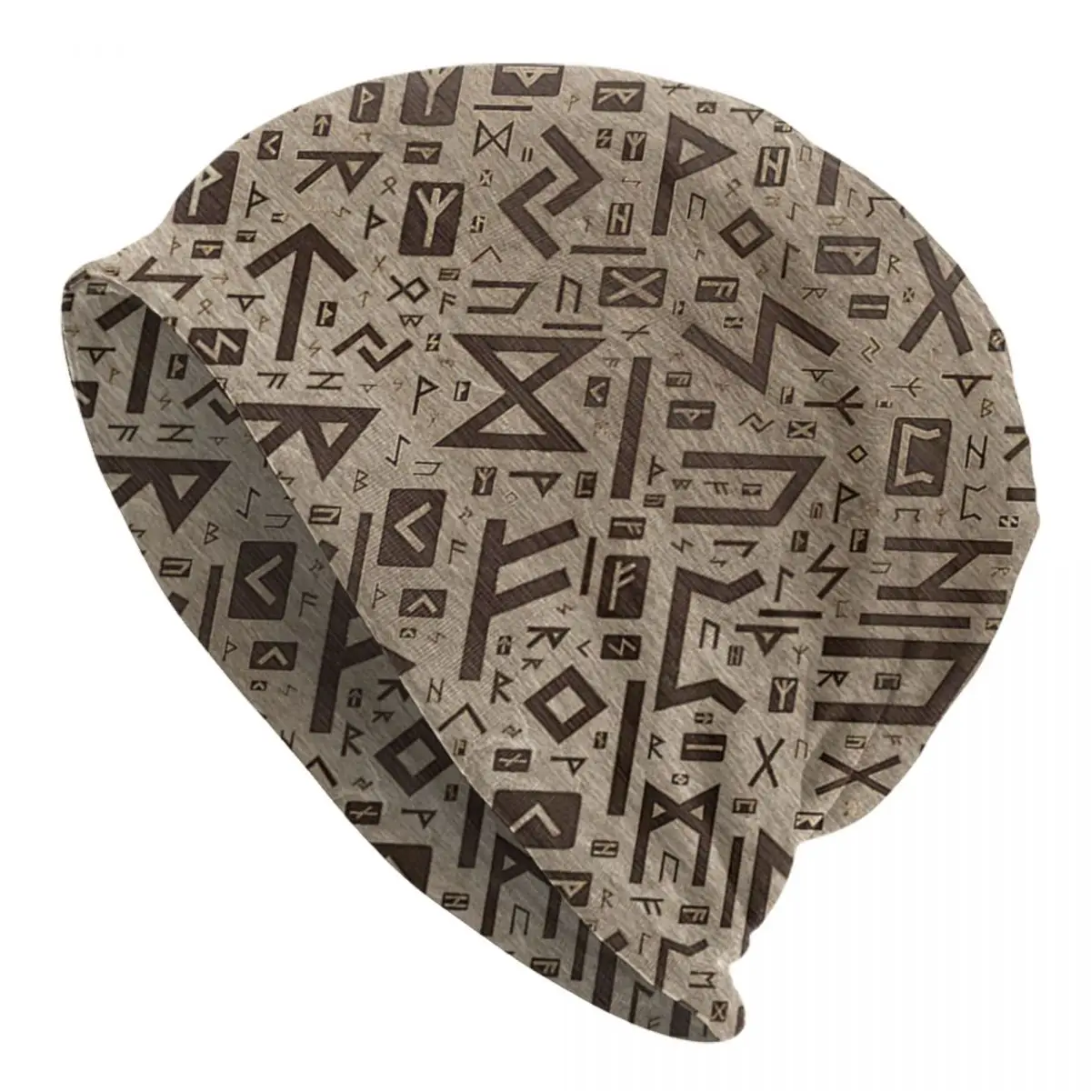 Elder Runes - Futhark Pattern Gold Framed On Wood Adult Men's Women's Knit Hat Keep warm winter Funny knitted hat