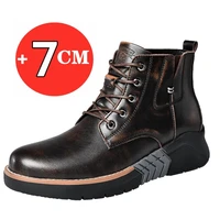 martin men boots elevator shoes height heightening man increase insole 7cm leather motorcycle winter fashion