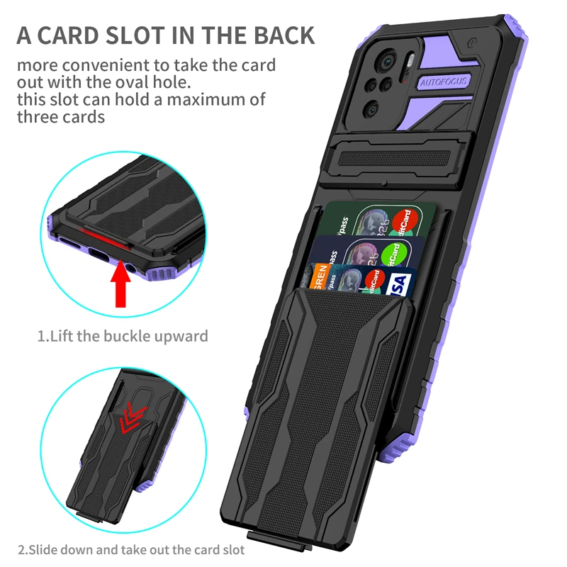 

For Xiaomi Redmi Note 10 10S Case Kickstand Shockproof Armor Card Slot Phone Case For Redmi Note 10 Pro Max Note10 S Back Cover