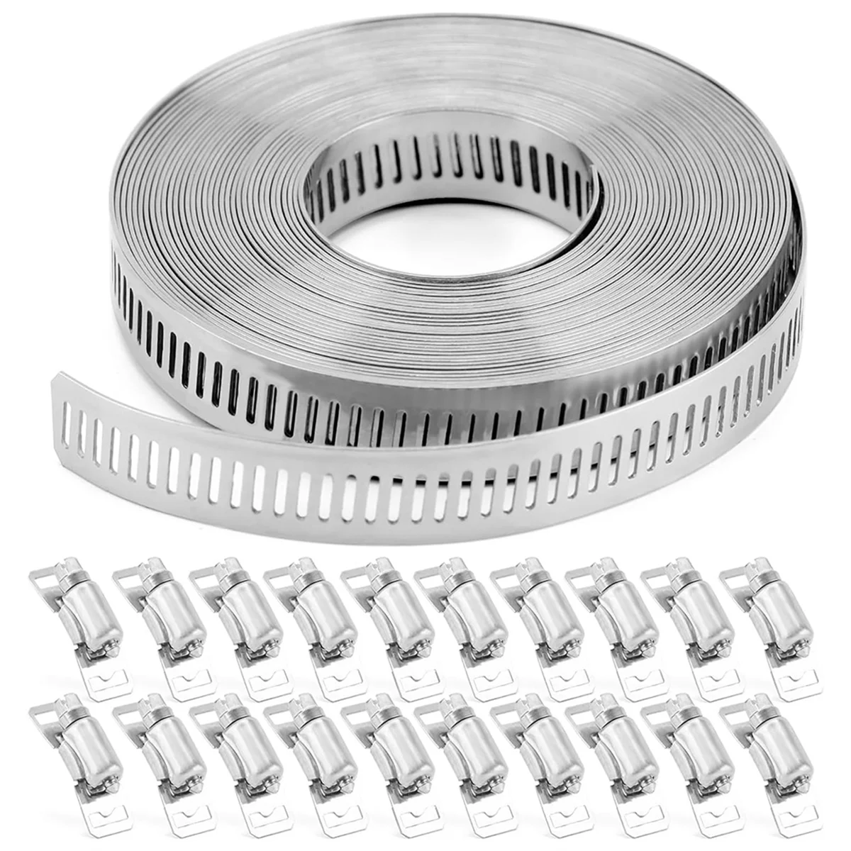 Хомуты для шлангов Металлический ремешок 20 футов + крепежных зажимов DIY