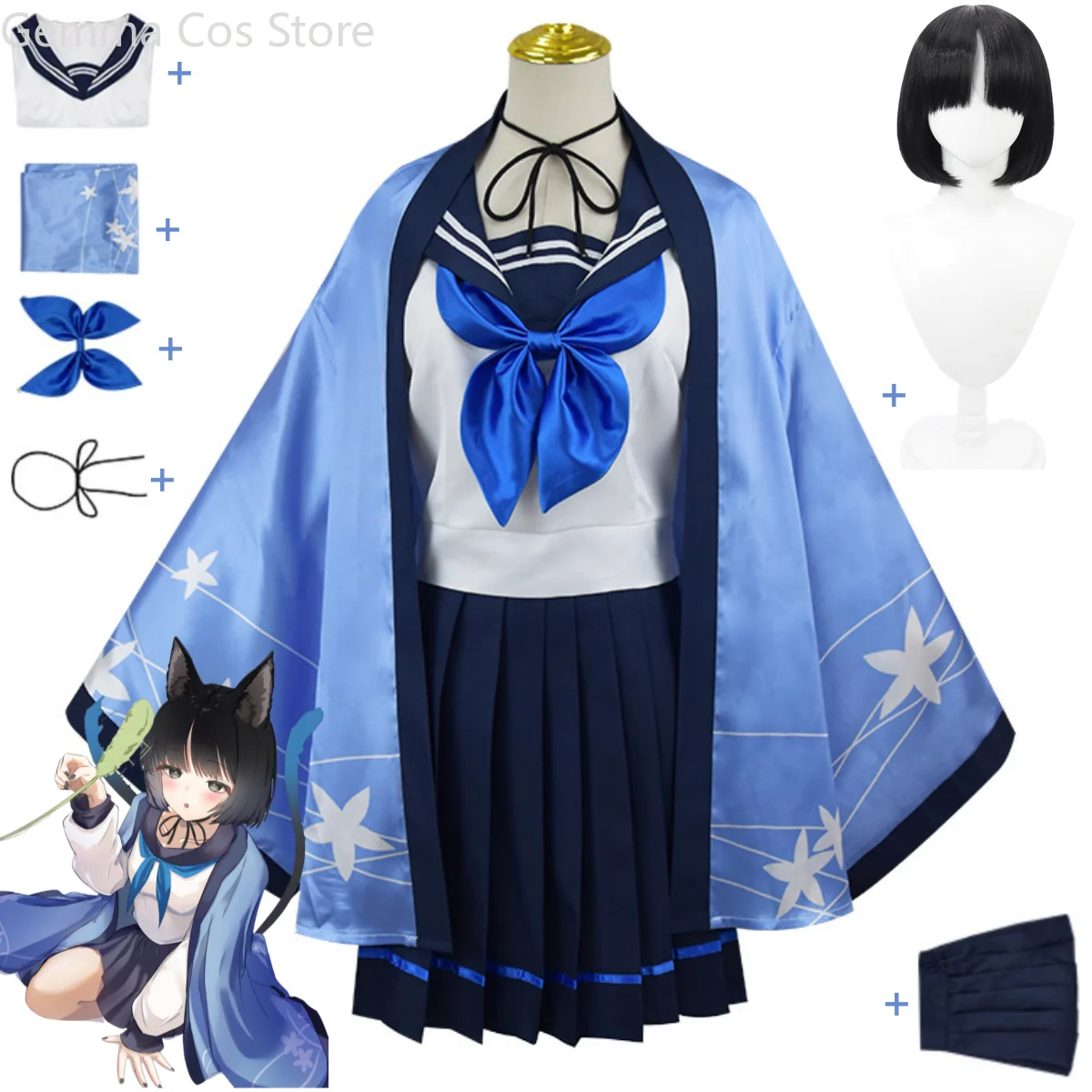 Костюм для косплея кирё кикеке из игры синий архив японская школьная форма JK